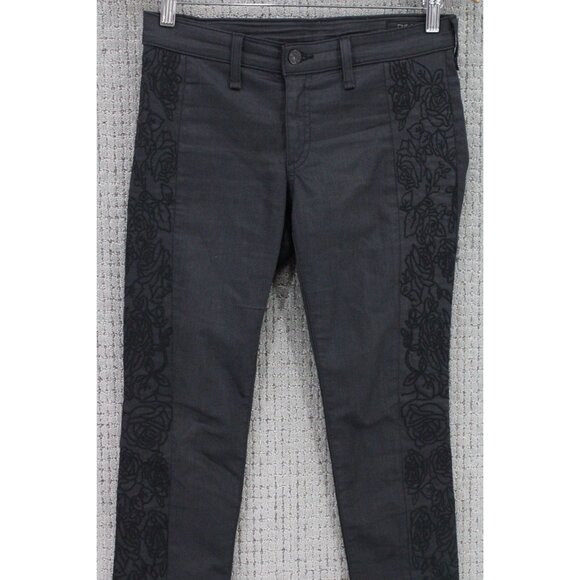 Rag & Bone Jeans Womens Size 27 Black Solid Skinny Intermix Floral Embroidered - Picture 3 of 13